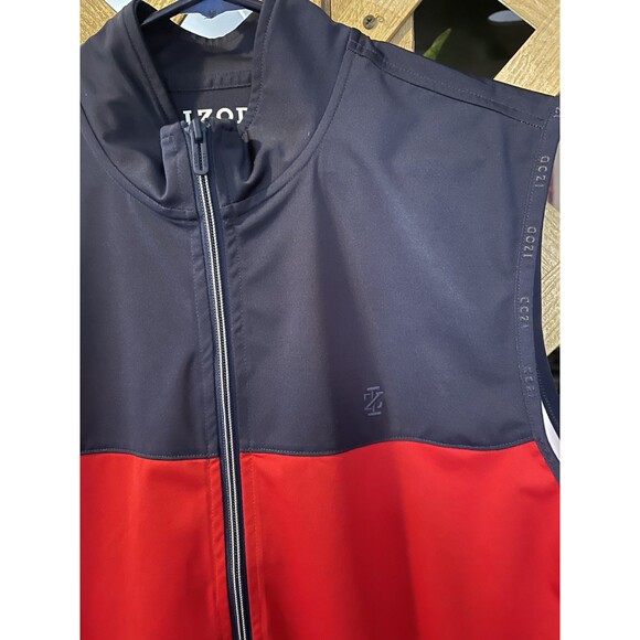 IZOD Golf Red & Navy Blue Embroidered Logo Full Zip Hydrashield Vest Men's M - Picture 2 of 8